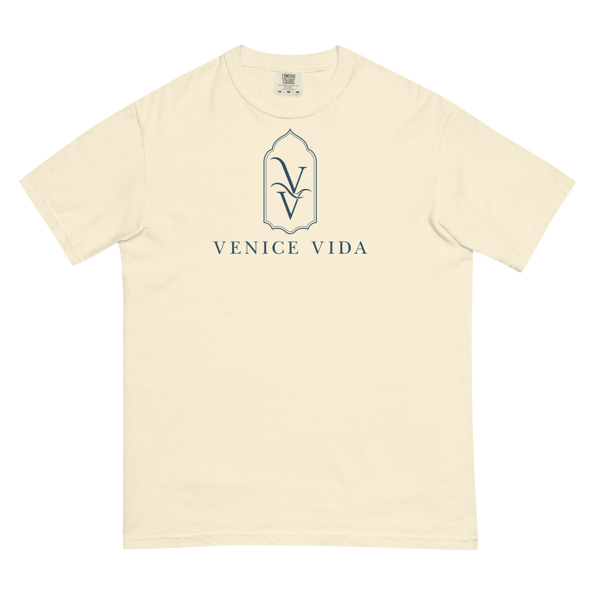 Mediterranean Statement Tee, Comfort Colors tee featuring the Venice Vida VV mark