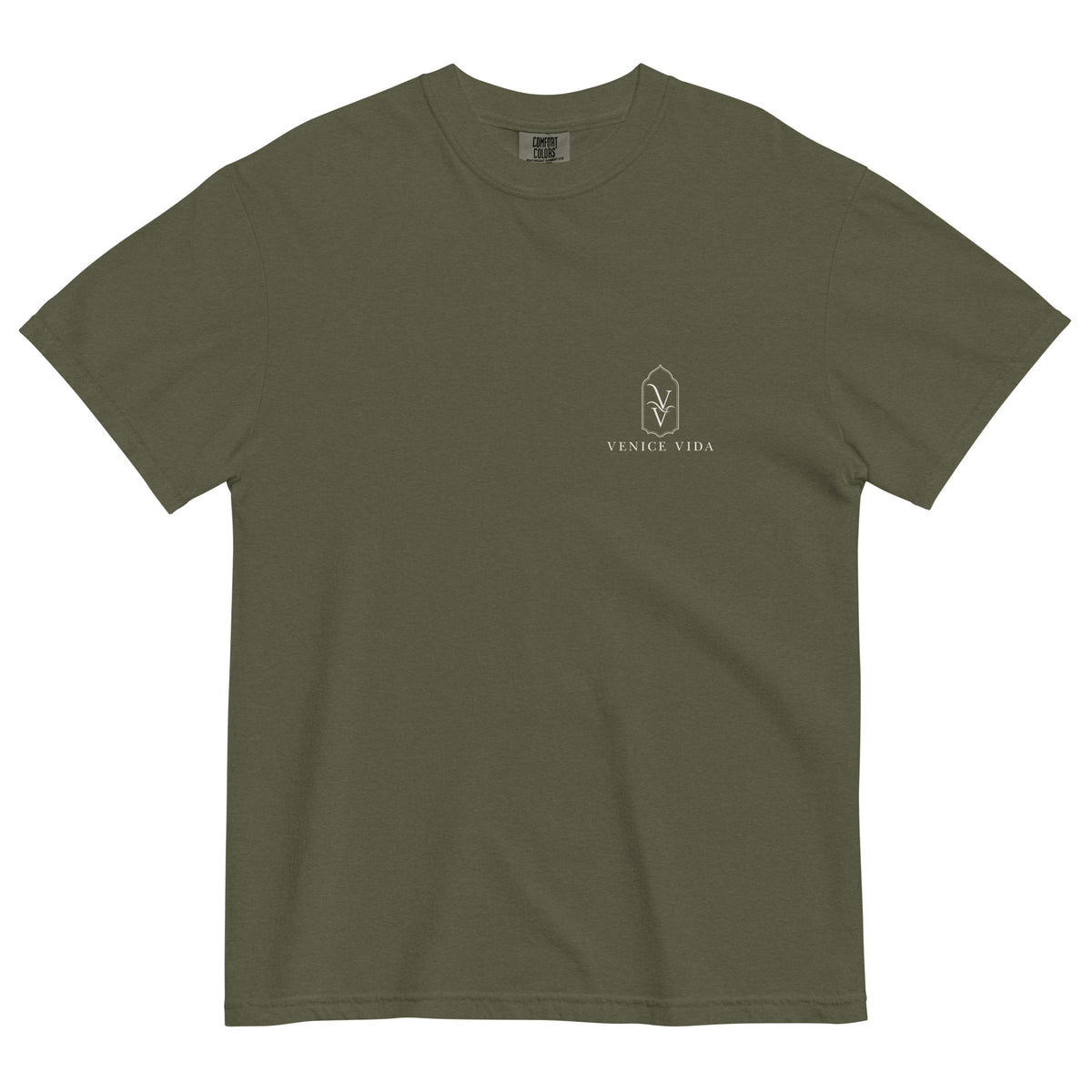 Banyan Tee close-up, Comfort Colors garment-dyed coastal tee