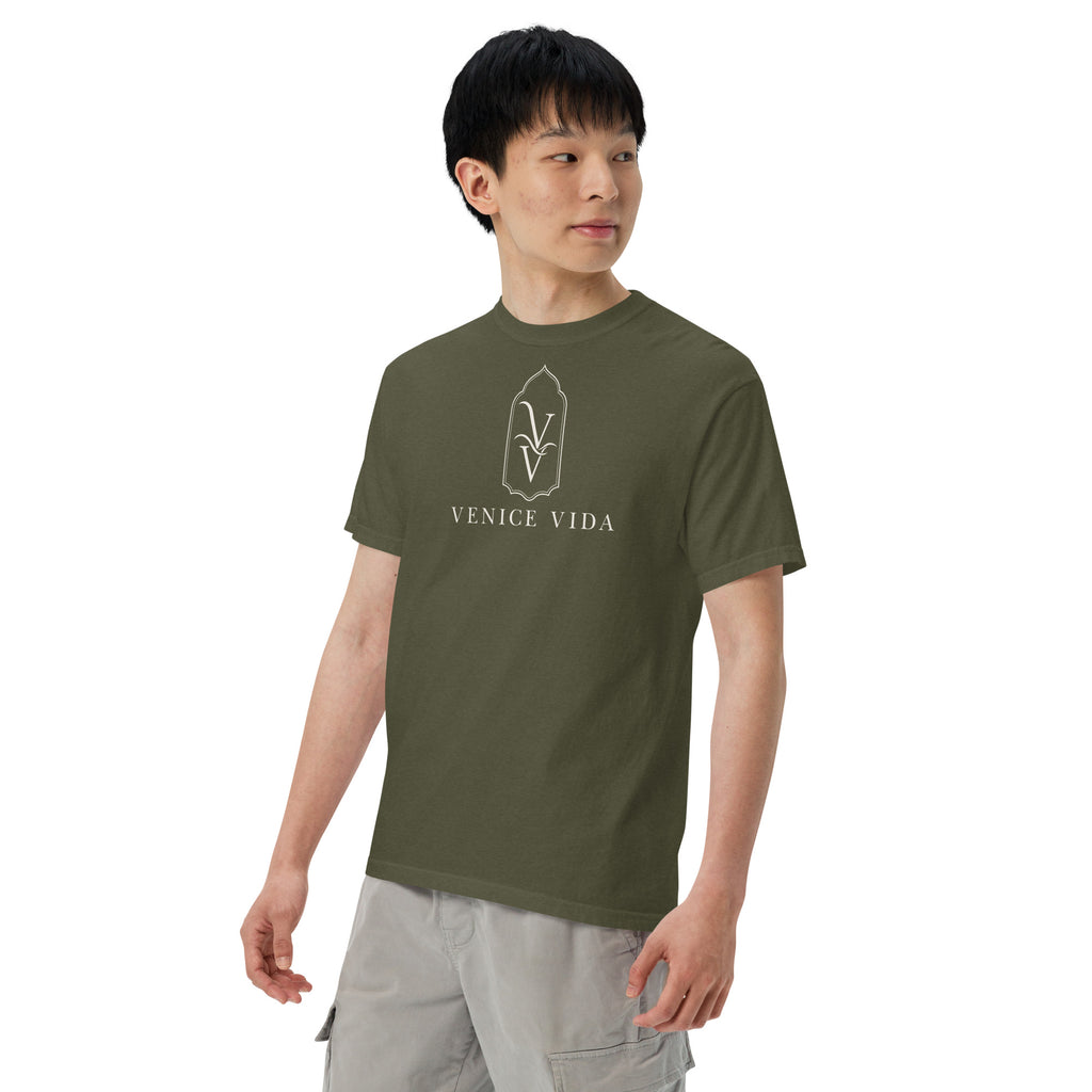 Banyan Statement Tee VV emblem detail, Venice Vida coastal apparel