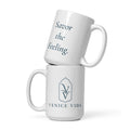 Signature Morning Mug close-up, Venice Vida coastal coffee mug detail